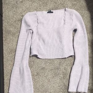 Light Lilac Ribbed Square-Neck Knit Top Forever 21 Large